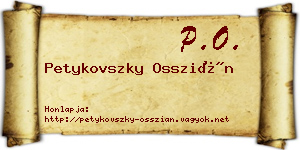 Petykovszky Osszián névjegykártya